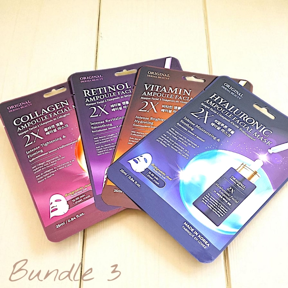 Derma Beauty Ampoule Mask Set | Collagen, Retinol, Vitamin, Hyaluronic